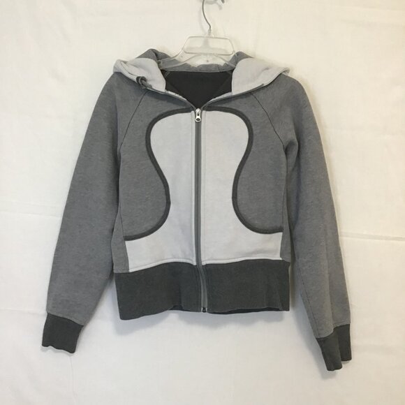 Lululemon Two Toned Grey and White Scuba Hoodie Size 6 - Picture 5 of 9
